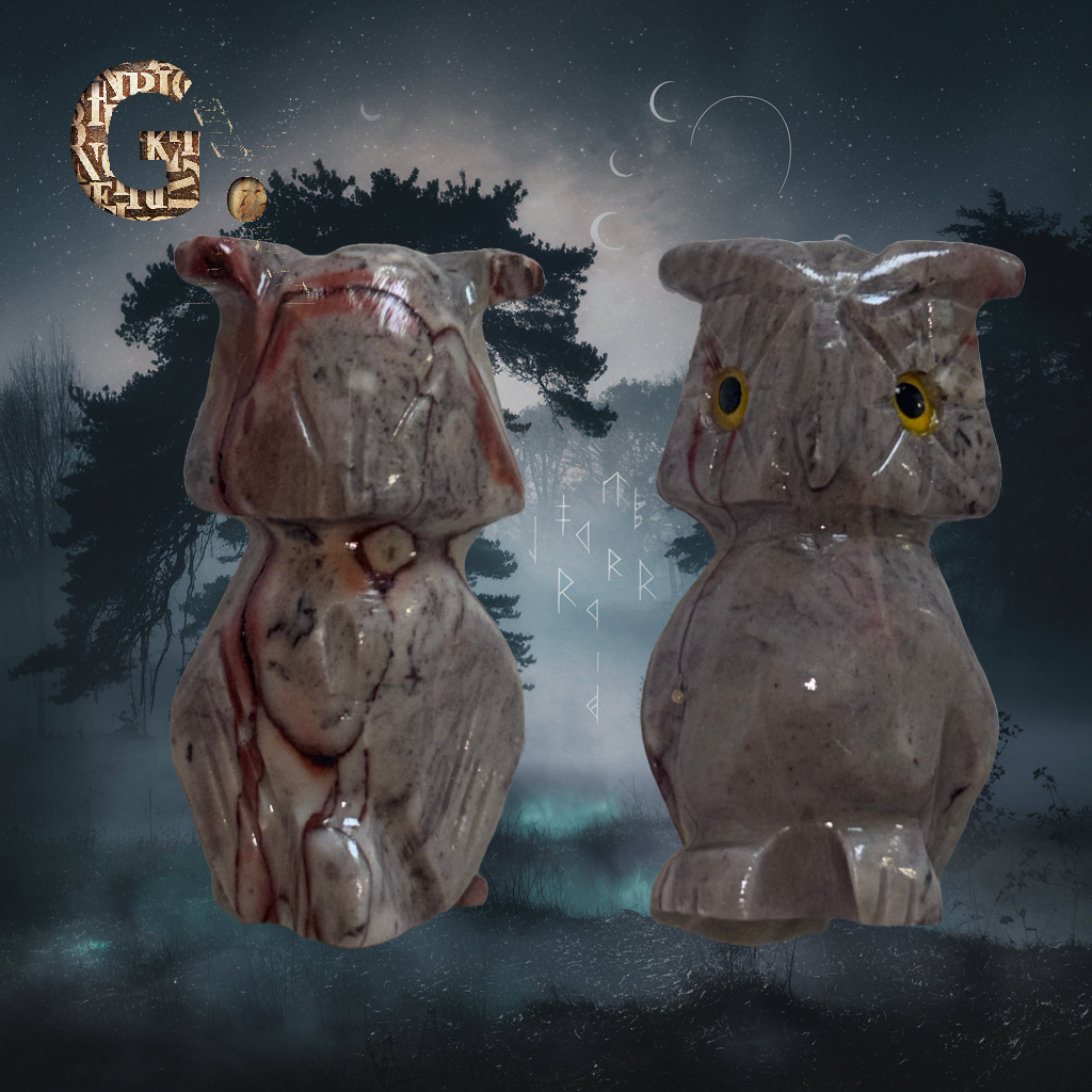 Owl Soapstone Crystal Carving