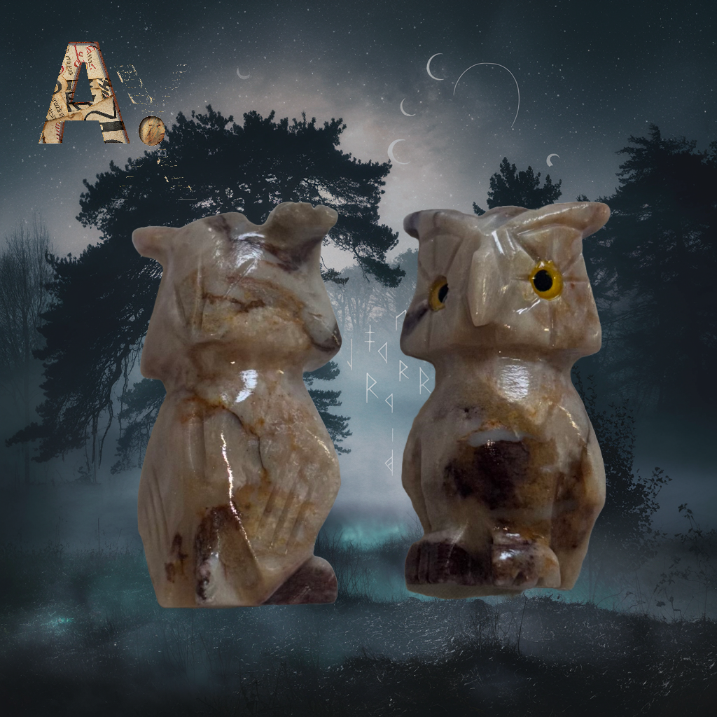 Owl Soapstone Crystal Carving